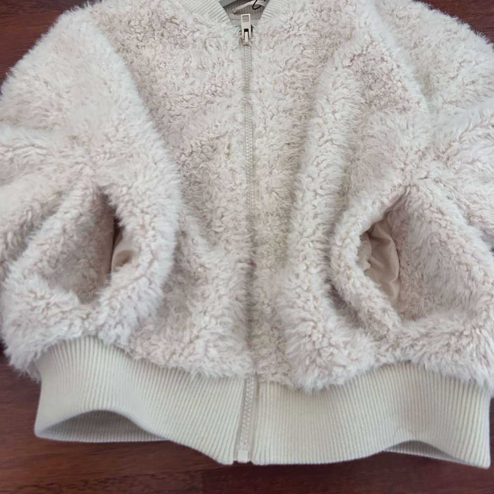 W/ tags Zara Faux Fur Cropped Bomber Jacket XS Ecro REF 4341/755 - Picture 10 of 17